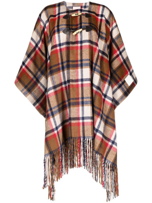 

Fringe checkered cape, BAPY BY *A BATHING APE® Fringe checkered cape