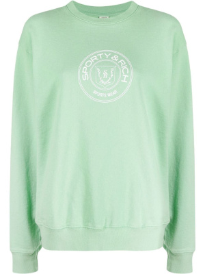 

Logo-print cotton sweatshirt, Sporty & Rich Logo-print cotton sweatshirt
