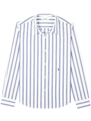 

Logo-embroidered striped shirt, Sporty & Rich Logo-embroidered striped shirt