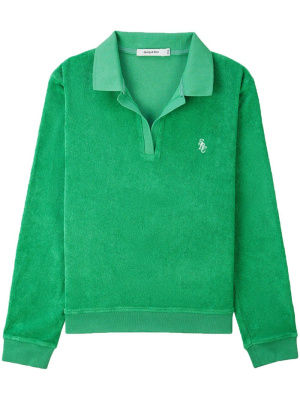 

Logo-embroidered cotton polo shirt, Sporty & Rich Logo-embroidered cotton polo shirt