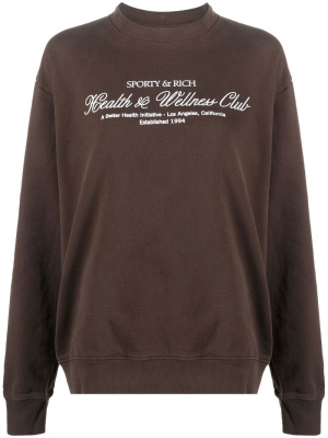 

Embroidered-logo cotton sweatshirt, Sporty & Rich Embroidered-logo cotton sweatshirt