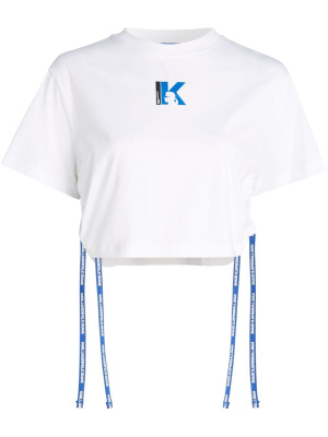 

Logo-print ruched-detail T-shirt, Karl Lagerfeld Jeans Logo-print ruched-detail T-shirt