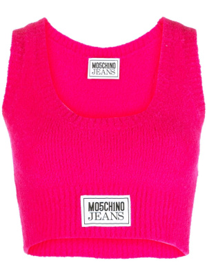 

Logo-patch knitted crop top, MOSCHINO JEANS Logo-patch knitted crop top