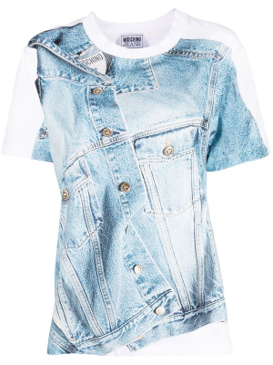 

Denim-print cotton T-shirt, MOSCHINO JEANS Denim-print cotton T-shirt