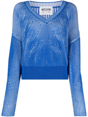 

Two-tone V-neck jumper, MOSCHINO JEANS Two-tone V-neck jumper