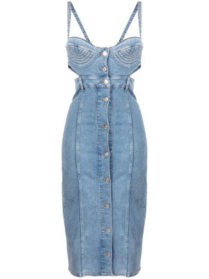 

Cut-out bustier denim dress, MOSCHINO JEANS Cut-out bustier denim dress