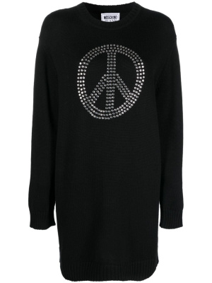 

Studded peace-sign wool-blend jumper, MOSCHINO JEANS Studded peace-sign wool-blend jumper