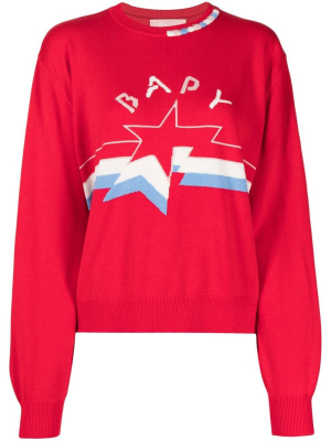 

Intarsia-knit cotton-blend jumper, BAPY BY *A BATHING APE® Intarsia-knit cotton-blend jumper