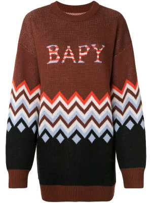 

Zigzag-print oversized jumper, BAPY BY *A BATHING APE® Zigzag-print oversized jumper
