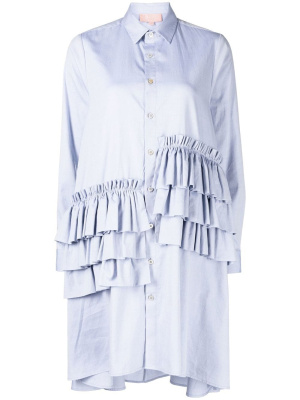 

Tiered-detail button-up shirt dress, BAPY BY *A BATHING APE® Tiered-detail button-up shirt dress