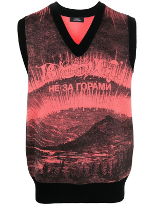 

Graphic-embroidered sweater vest, PACCBET Graphic-embroidered sweater vest