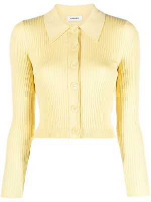 

Ribbed-knit collared cardigan, SANDRO Ribbed-knit collared cardigan