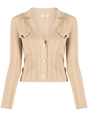 

Spread-collar ribbed cardigan, SANDRO Spread-collar ribbed cardigan