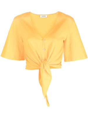 

Front-tie cropped blouse, SANDRO Front-tie cropped blouse