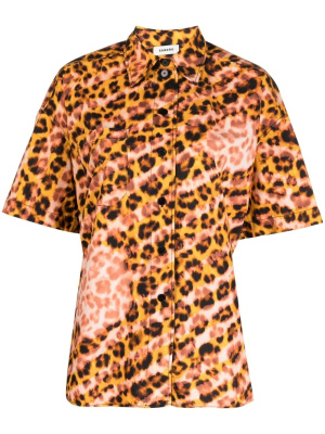 

Leopart-print short-sleeve shirt, SANDRO Leopart-print short-sleeve shirt