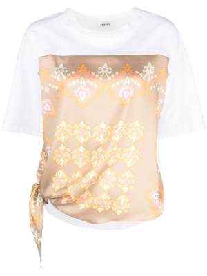 

Satin-panel short-sleeved T-shirt, SANDRO Satin-panel short-sleeved T-shirt