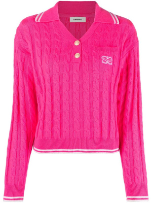 

Cable-knit polo shirt, SANDRO Cable-knit polo shirt