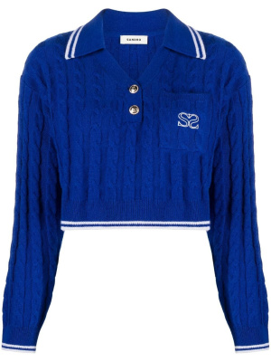 

Logo-embroidered knit polo shirt, SANDRO Logo-embroidered knit polo shirt