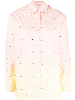 

Ombré embellished cotton shirt, SANDRO Ombré embellished cotton shirt