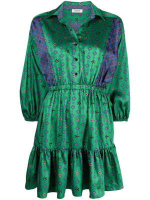

Star-print satin shirt dress, SANDRO Star-print satin shirt dress