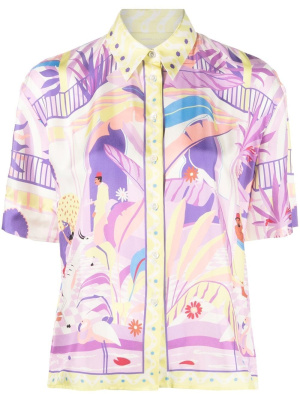 

Graphic-print silk shirt, SANDRO Graphic-print silk shirt