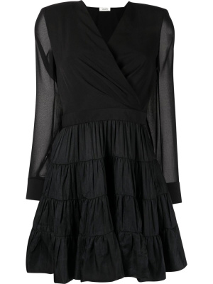 

Tiered V-neck wrap dress, SANDRO Tiered V-neck wrap dress
