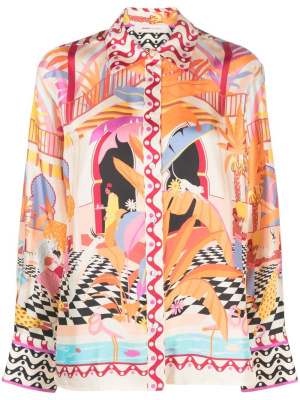 

Graphic-print silk blouse, SANDRO Graphic-print silk blouse