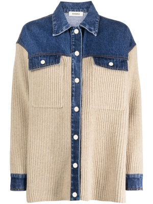

Knitted-panels denim cardigan, SANDRO Knitted-panels denim cardigan