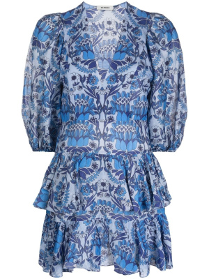 

Floral-print ruffled dress, SANDRO Floral-print ruffled dress
