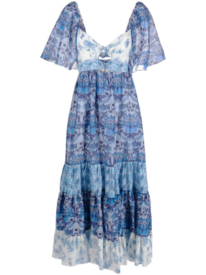 

Floral-print tiered dress, SANDRO Floral-print tiered dress