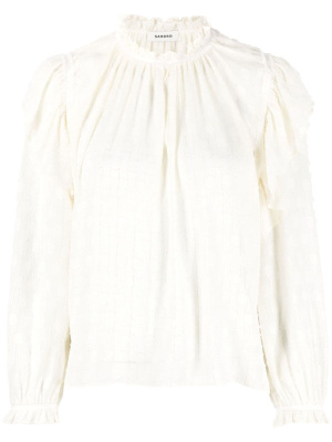 

Plumie frilled-neck blouse, SANDRO Plumie frilled-neck blouse