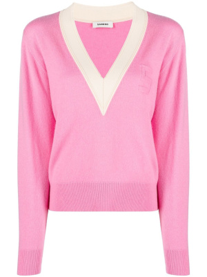

Contrast-trim V-neck jumper, SANDRO Contrast-trim V-neck jumper