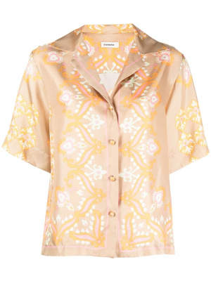 

Graphic-print silk shirt, SANDRO Graphic-print silk shirt