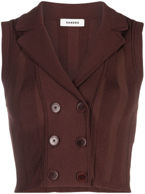 

Double-breasted cropped vest, SANDRO Double-breasted cropped vest