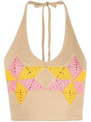 

Patterned knit halterneck top, SANDRO Patterned knit halterneck top