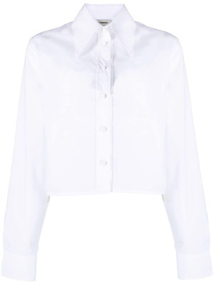 

Pointed-collar cropped cotton shirt, SANDRO Pointed-collar cropped cotton shirt