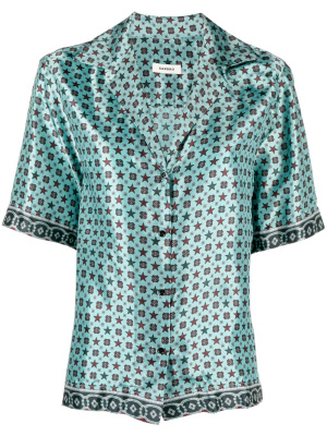 

Graphic-print satin shirt, SANDRO Graphic-print satin shirt