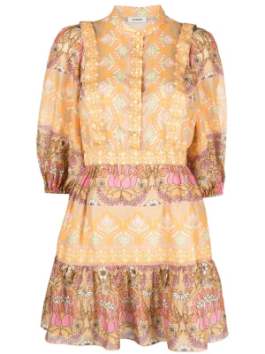 

Mix-print cotton minidress, SANDRO Mix-print cotton minidress