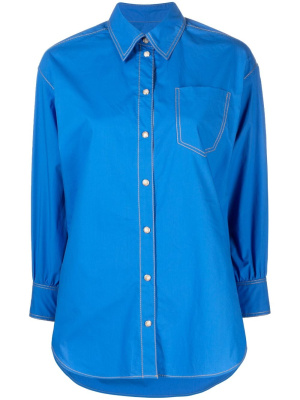 

Contrast-stitch cotton shirt, SANDRO Contrast-stitch cotton shirt