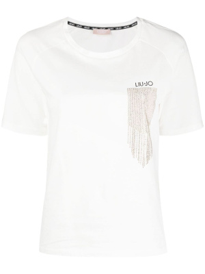 

Rhinestone-embellished logo-print T-shirt, LIU JO Rhinestone-embellished logo-print T-shirt