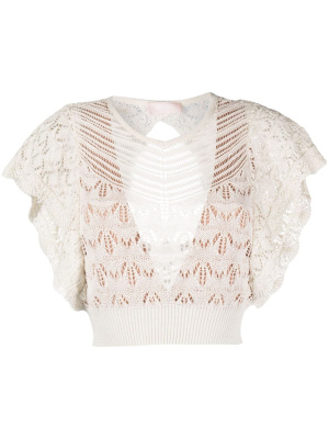 

Crochet-knit cropped blouse, LIU JO Crochet-knit cropped blouse
