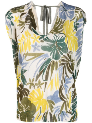 

Floral-print V-neck knitted top, LIU JO Floral-print V-neck knitted top