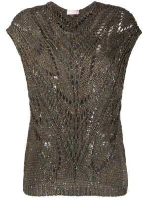 

Sequin-embellished knitted sleeveless top, LIU JO Sequin-embellished knitted sleeveless top