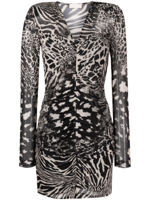 

Animal-print ruched jersey dress, LIU JO Animal-print ruched jersey dress