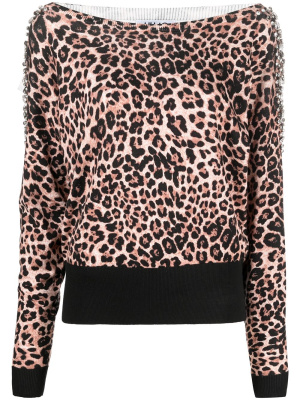 

Off-shoulder leopard print jumper, LIU JO Off-shoulder leopard print jumper