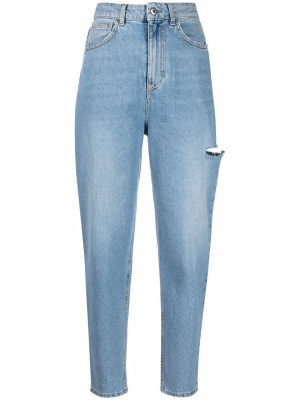 

Ripped-detail high-waisted straight leg jeans, LIU JO Ripped-detail high-waisted straight leg jeans