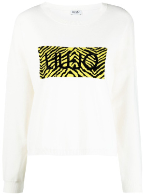 

Crystal-logo zebra-print jumper, LIU JO Crystal-logo zebra-print jumper