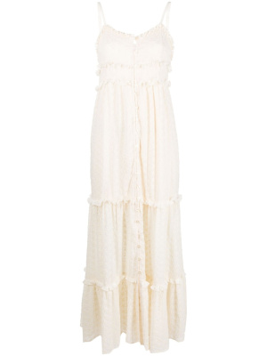 

Floral-embroidery ruffled long dress, LIU JO Floral-embroidery ruffled long dress