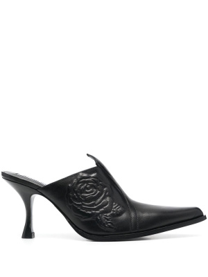 

Rose-detail leather mules, Acne Studios Rose-detail leather mules