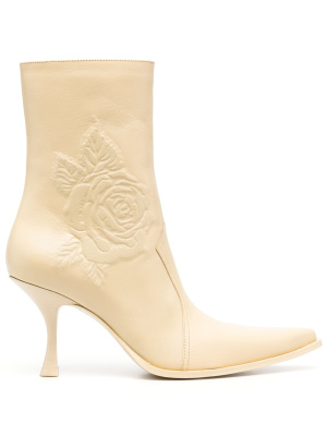 

Embossed-rose leather boots, Acne Studios Embossed-rose leather boots